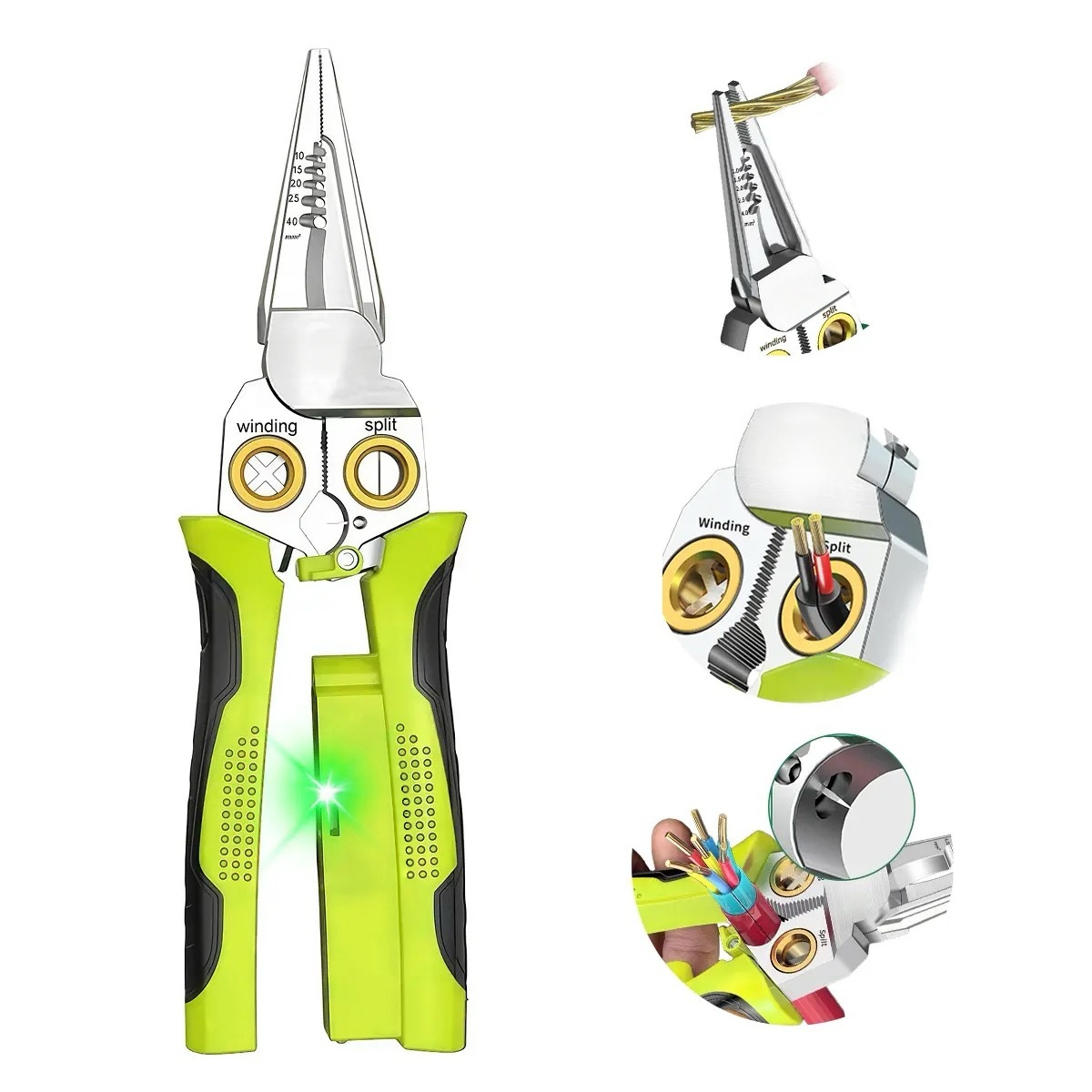 8-in-1 Wire Stripper Twister for Cutting and Pulling Wires, Voltage Tester
